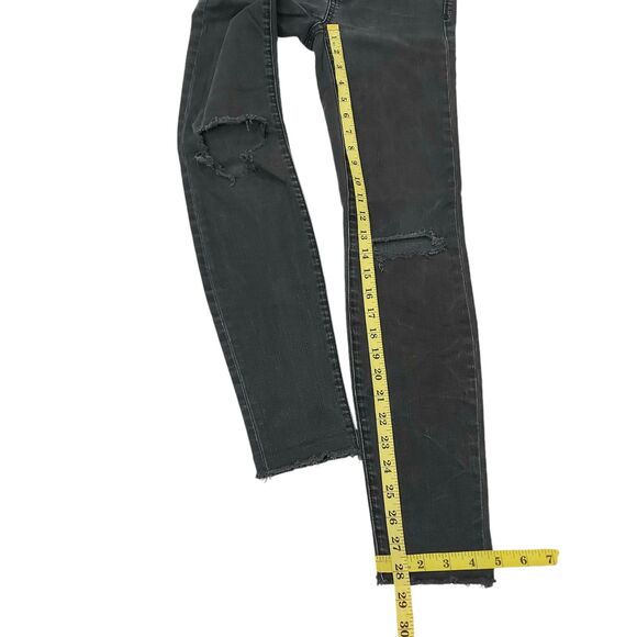 Madewell 9" High Riser Skinny Skinny Jeans Womens 25 Black Stretch Raw Hem - Picture 11 of 12